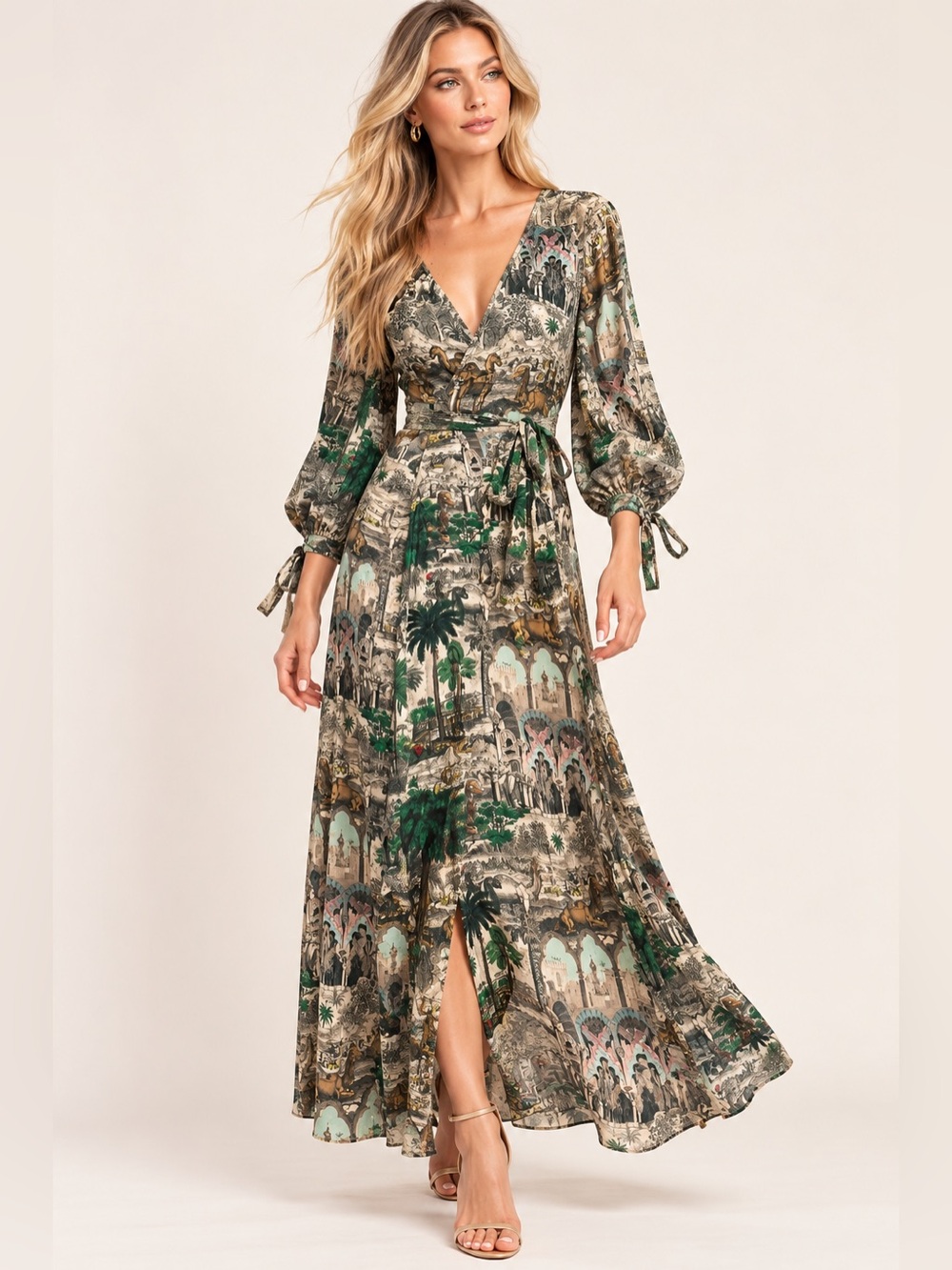 Chufy Jamal Crepe Wrap dress in printed pattern size small Anthropologie